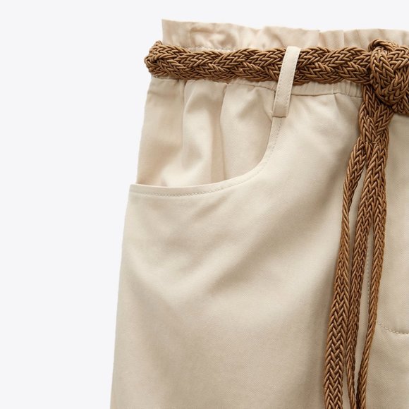 ZARA Pants with Braided Belt(Sand, US L) - Picture 6 of 8